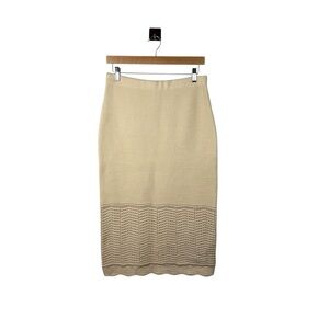 NEW Revolve House of Harlow 1960 Crochet Knit Midi Skirt in Beige Size M